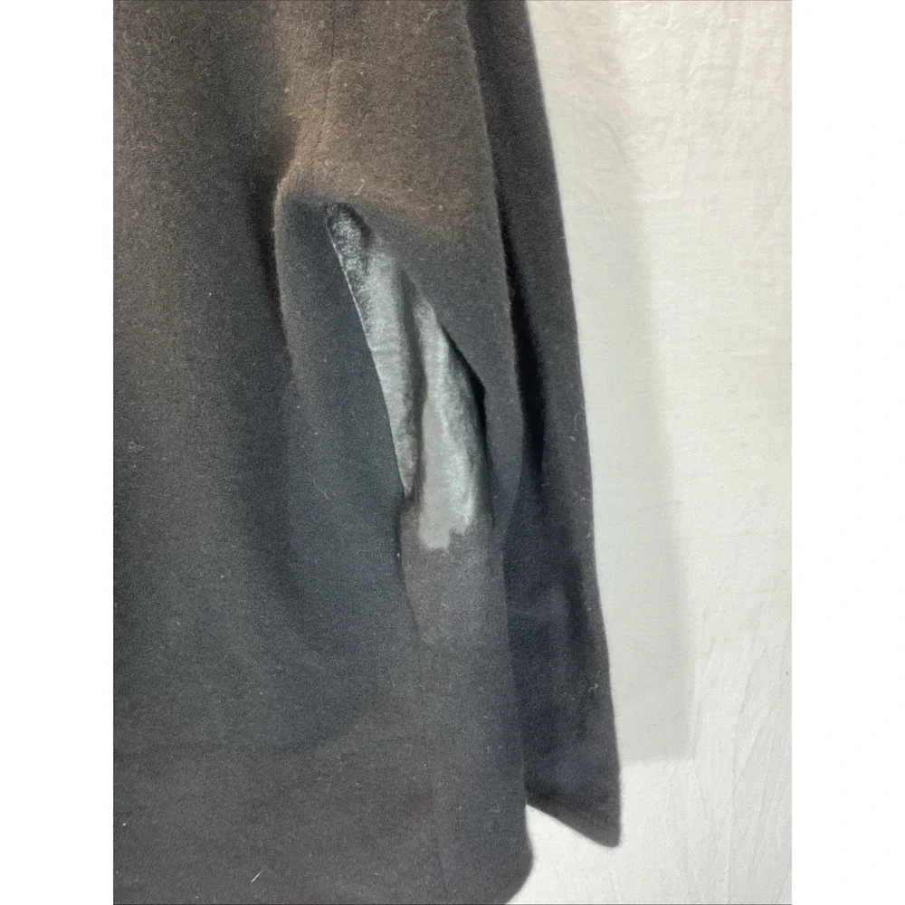 Alice+Olivia black Lambs leather Wool Open Front color block Jacket Size S‎